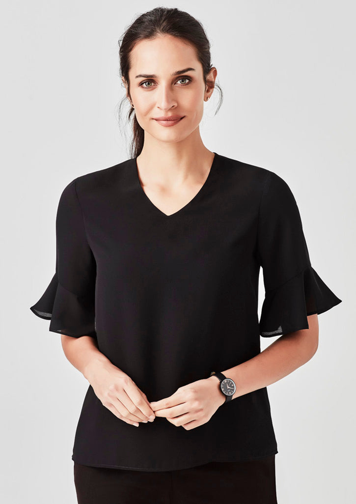 Womens Aria Fluted Sleeve Blouse