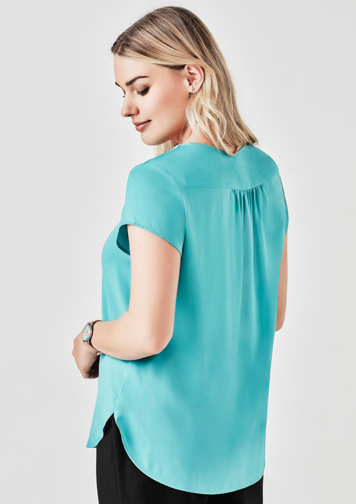 Womens Kayla V-Neck Pleat Blouse