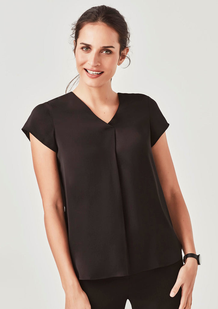 Womens Kayla V-Neck Pleat Blouse