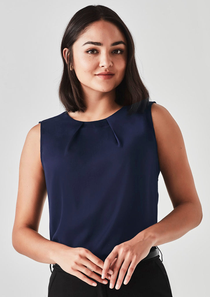 Womens Estelle Sleeveless Pleat Detail Blouse