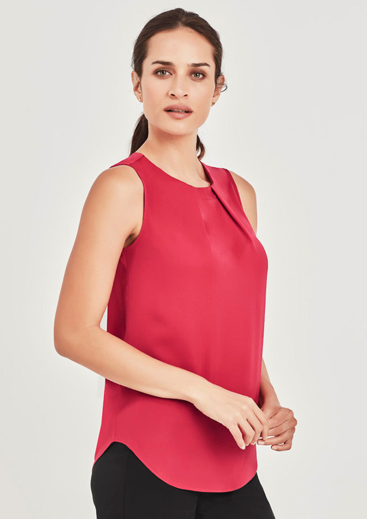 Womens Estelle Sleeveless Pleat Detail Blouse