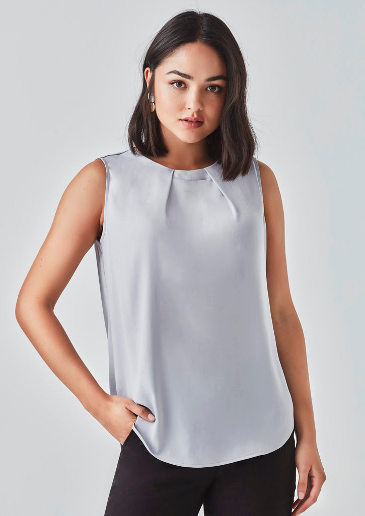 Womens Estelle Sleeveless Pleat Detail Blouse