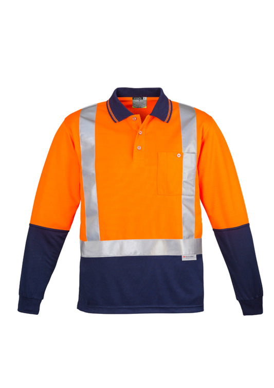 Mens Hi Vis Spliced Long Sleeve Polo - Shoulder Taped