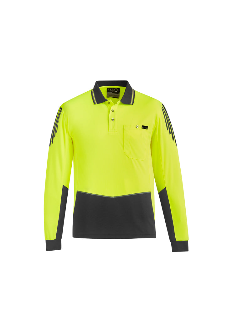 Mens Hi Vis Flux Long Sleeve Polo