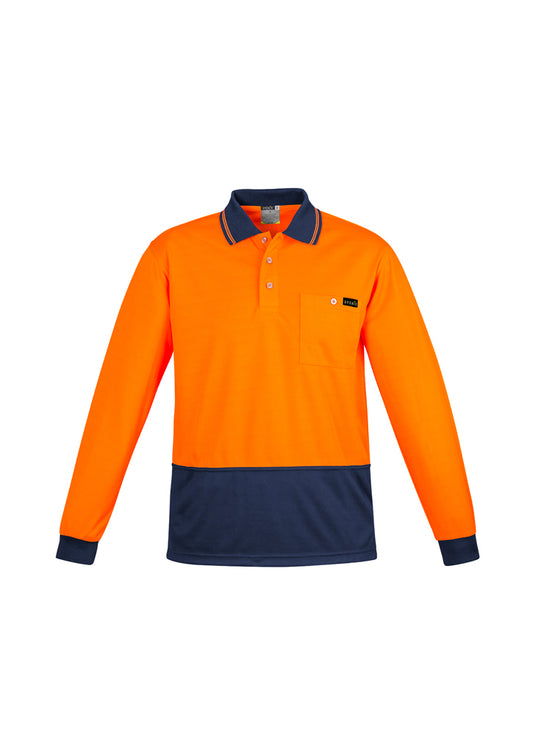 Mens Hi Vis Comfort Back Long Sleeve Polo