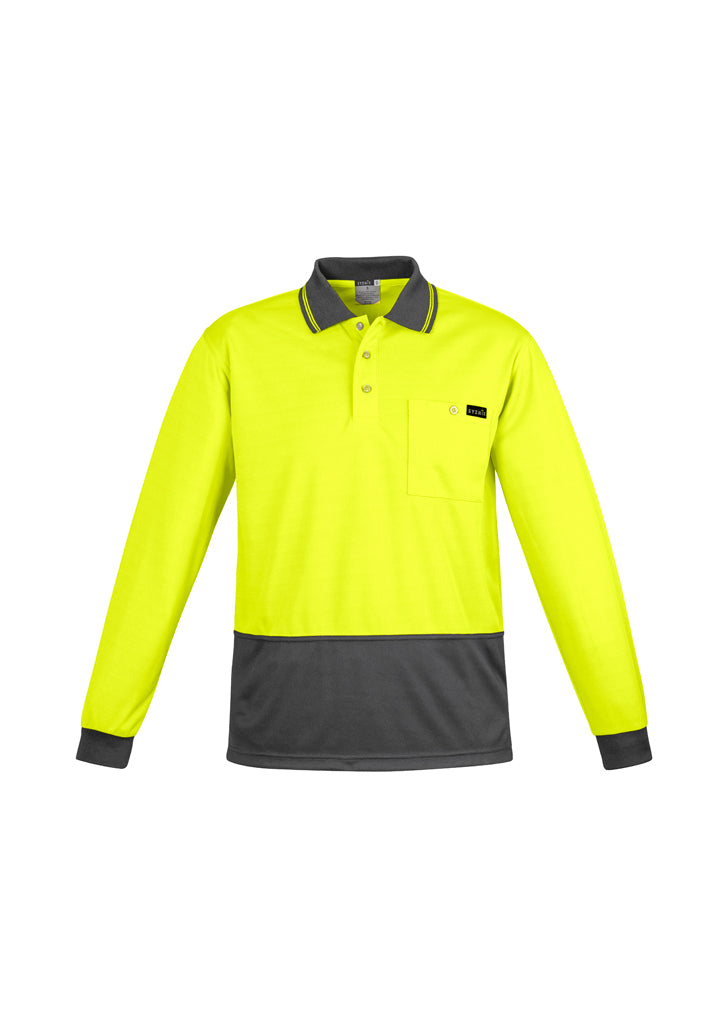 Mens Hi Vis Comfort Back Long Sleeve Polo