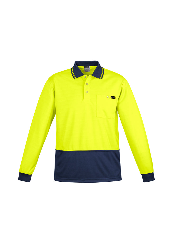 Mens Hi Vis Comfort Back Long Sleeve Polo