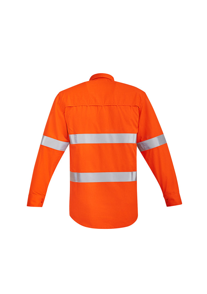 Mens Orange Flame Hi Vis Open Front Shirt - Hoop Taped