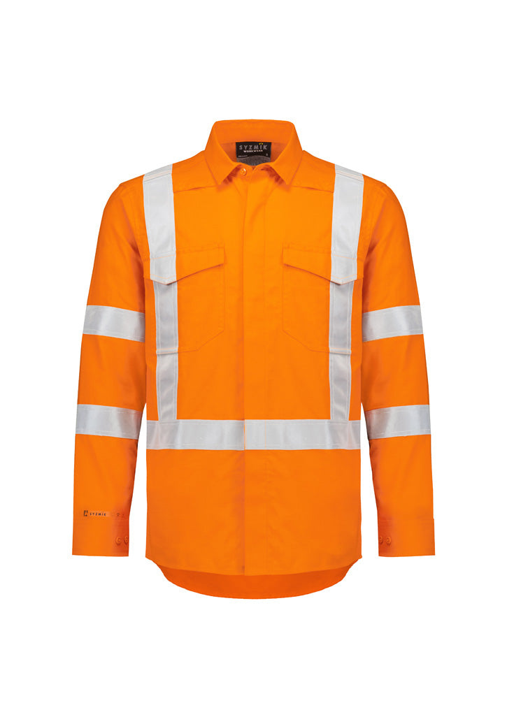 Mens Orange Flame Lightweight Ripstop X Back Taped Shirt