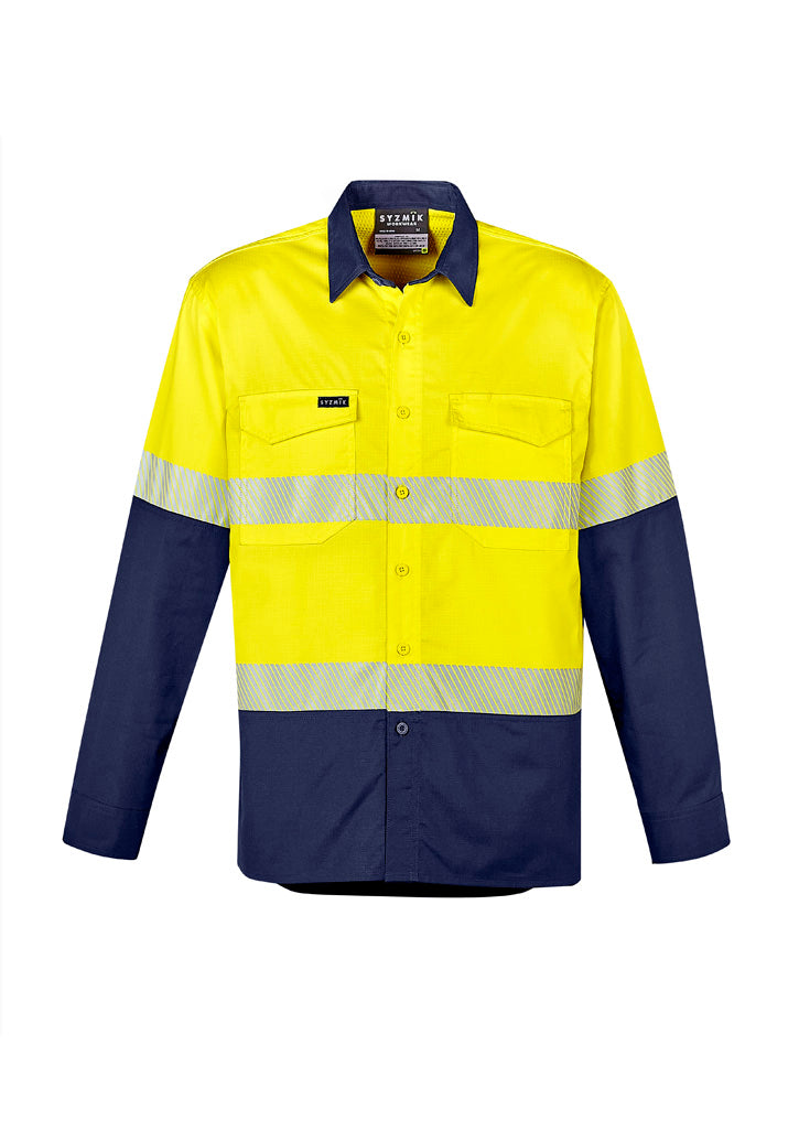 Mens Rugged Cooling Hi Vis Segmented Tape Long Sleeve Shirt