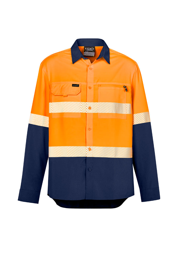 Mens Hi Vis Outdoor Segmented Tape Long Sleeve Shirt